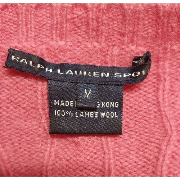 Vintage Ralph Lauren Sport Sweater M Pink 100% Lambswool Quiet Luxury Old Money - Picture 8 of 11